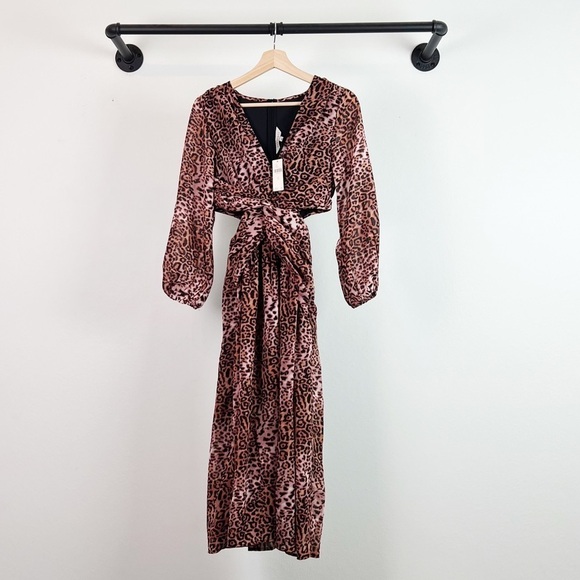 NWT Anthropologie Ranna Gill Leopard Print Cutout Midi Dress - Picture 4 of 7